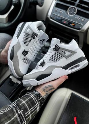 🍁🏀nike jordan retro 4 white black🍁🏀 кроссовки найк джордан 4 черно белые, кроссовки мужское джордан 4, кроссовки мужское весна-осень, кроссовки джордан 4