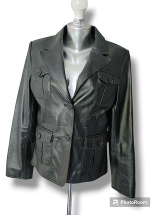 Кожаный жакет с накладными карманами. пиджак куртка из натуральной кожи1 фото