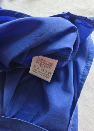 Классическая синяя рубашка-блуза из хлопка и шелка (размер 44-46)2 фото