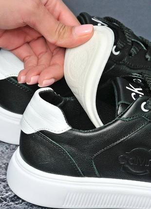 Мужские кроссовки calvin klein 40-45рр, стильні молодіжні кросівки, натуральна шкіра, колір чорний на білій підошві5 фото