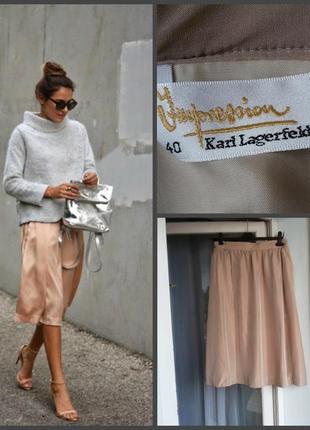 Роскошная шелковая юбка миди с карманами karl lagerfeld