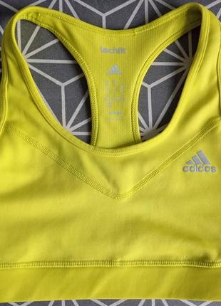 🍋 лимонный неоновый желто-зеленый спортивный топ лиф adidas techfit, xxs/xs2 фото