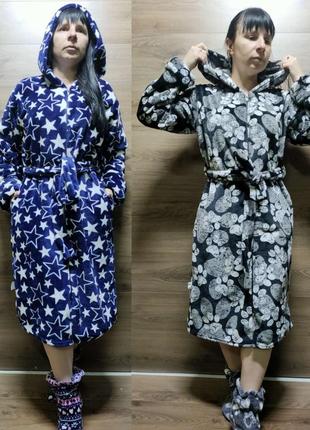 Халат теплий жіночий махровий на блискавці з 40 по 54