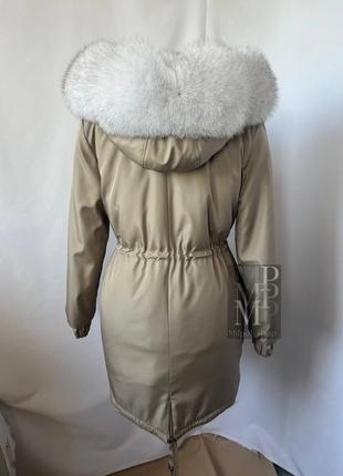 Женская зимняя парка, куртка с натуральным мехом финского песца, 42-60 размеры6 фото