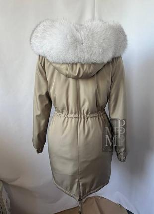 Женская зимняя парка, куртка с натуральным мехом финского песца, 42-60 размеры5 фото