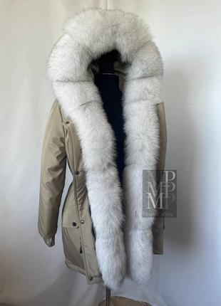Женская зимняя парка, куртка с натуральным мехом финского песца, 42-60 размеры10 фото