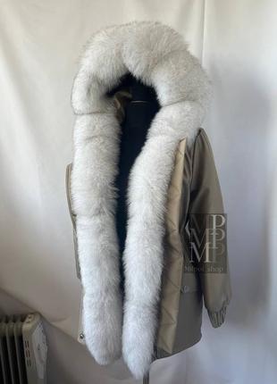 Женская зимняя парка, куртка с натуральным мехом финского песца, 42-60 размеры4 фото