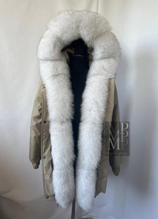 Женская зимняя парка, куртка с натуральным мехом финского песца, 42-60 размеры9 фото