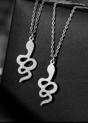 Підвіска змія змійка нержавіюча сталь нержавійка медичне срібло медзолото стильна купити подарунок2 фото