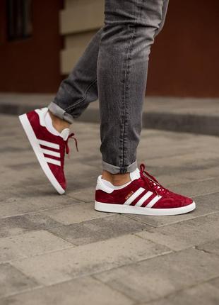 Чоловічі снікерси adidas gazelle core burgundy.5 фото