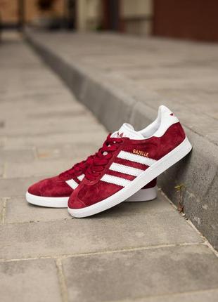 Мужские сникерсы adidas gazelle core burgundy.4 фото