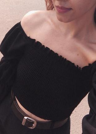 Шикарный топ резинка с пышными рукавами