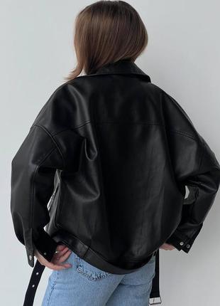 Кожаная куртка косуха черная, эко кожа7 фото