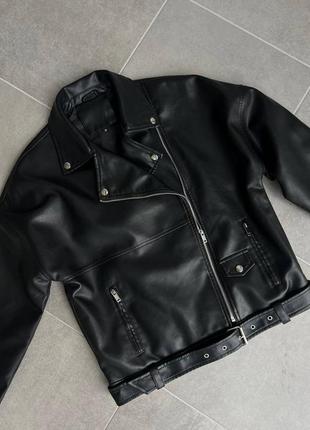 Кожаная куртка косуха черная, эко кожа3 фото