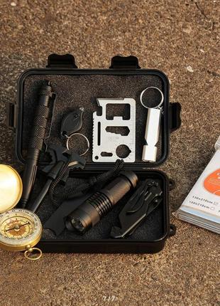 Набор инструментов мультитул для выживания кемпинга туризма 8 в 1 tvr  набор для военных чёрный2 фото