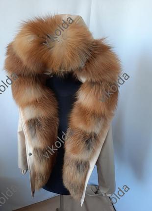 Женская зимняя куртка бомбер с мехом лисы gold с 42 по 586 фото