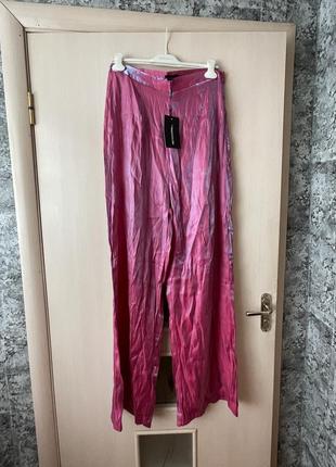 Штаны брюки с переливом розовые prettylittlething plt