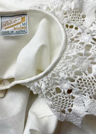 Leico hering, винтажная блуза из белоснежного хлопка и кружева, made in austria7 фото