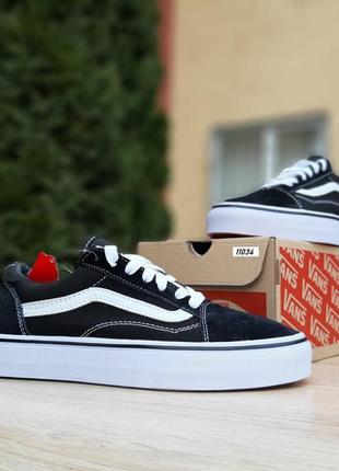 Чоловічі літні низькі легкі кеди vans чорні з білим кеди ванс2 фото