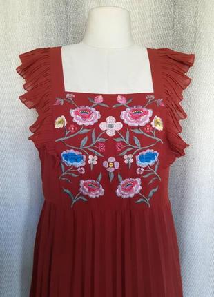 Женское новое легкое, летнее длинное платье, коралловый сарафан с шикарной вышивкой, вышиванка4 фото