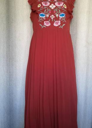 Женское новое легкое, летнее длинное платье, коралловый сарафан с шикарной вышивкой, вышиванка8 фото