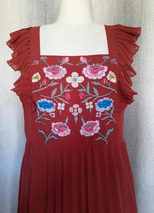 Женское новое легкое, летнее длинное платье, коралловый сарафан с шикарной вышивкой, вышиванка10 фото