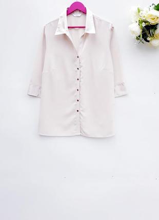 Бежевая рубашка блуза большой размер батал