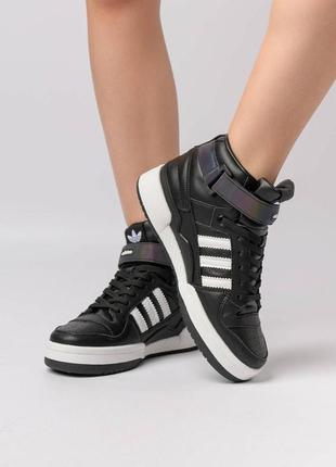 Жіночі кросівки adidas forum 84 mid адідас форум 84 чорні хамелеон високі