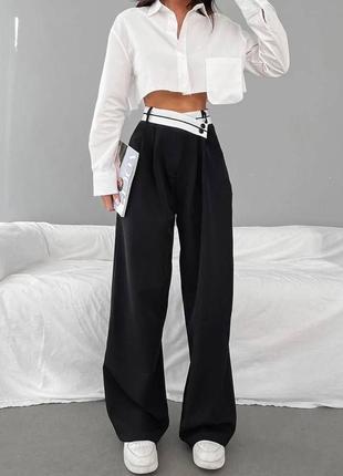 Очень красивые стильные трендовые штаны брюки палаццо с лентой на поясе корсажная лента9 фото