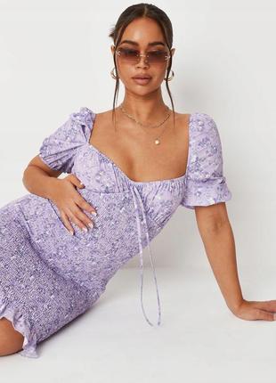 💙💛нежное сиреневое цветочное платье жатка missguided3 фото