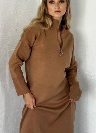 Класное стильное трендовое очень красивое платье осень зима теплое вязаное платья длинное оверсайз свободное платье свитер модное удобное4 фото