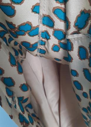 Винтажное шелковое платье бежевое с принтом4 фото
