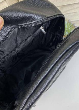 Черный женский городской мини рюкзак Эко кожа, прогулочный маленький рюкзачок для девушек (0491)3 фото