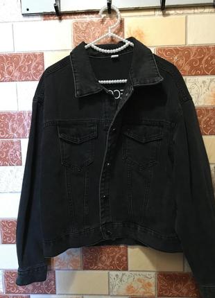 Джинсовка жіноча з написом на спинці🌸44/46