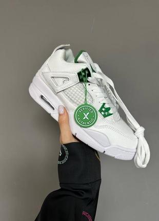 Демисезонные белые кроссовки кеды nike air jordan retro 4 “white/grey/black” білі жіночі кросівки nike air jordan 48 фото