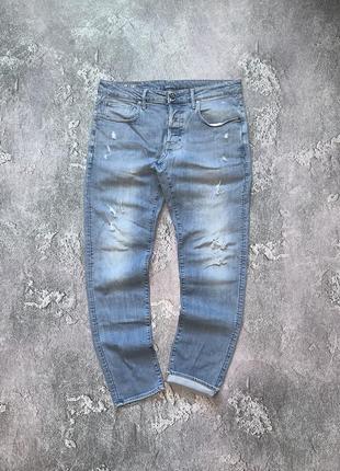 G star raw 32/32 3301 slim джи стар рав рваные джинсы чиносы штаны джинсовые голубые diesel levi’s