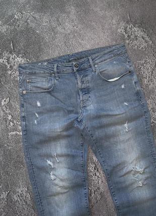 G star raw 32/32 3301 slim джи стар рав рваные джинсы чиносы штаны джинсовые голубые diesel levi’s3 фото