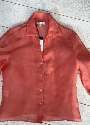 Стильна блуза франція нова з біркою 100% натуральний шовк шовкова рубашка топ модна органза знижки недорого3 фото