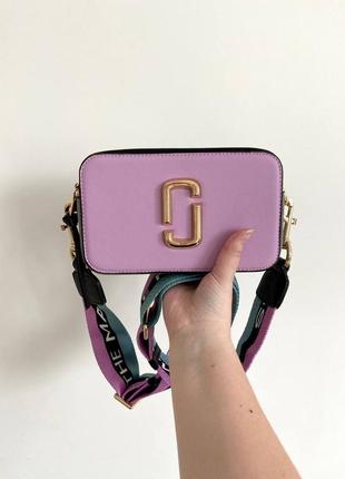 Фиолетовая синяя сумка клатч marc jacobs logo violet blue crossbody, маленькая сумка через плечо