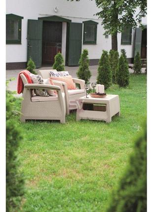 Комплект садовой мебели из искусственного ротанга keter corfu weekend set капучино 2276308 фото