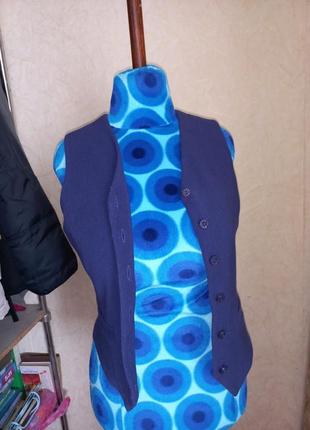 Синий винтажный жилет из костюмной ткани 46 размер7 фото