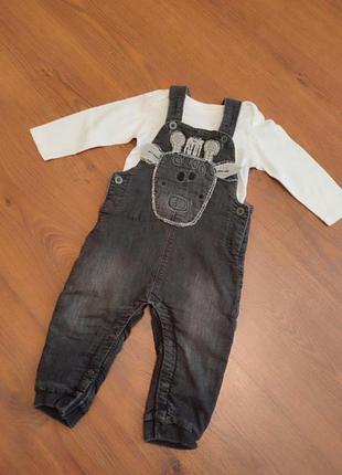 Комбинезон джинсовый и бодик. теплый ромпер для мальчика