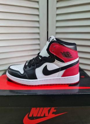 Кросівки nike air jordan 1 retro black toe🖤🤍❤️7 фото