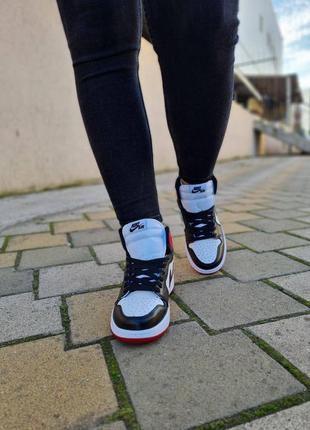 Кросівки nike air jordan 1 retro black toe🖤🤍❤️9 фото