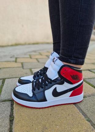 Кросівки nike air jordan 1 retro black toe🖤🤍❤️8 фото