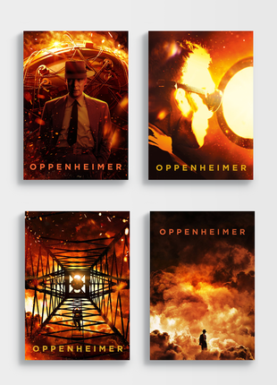 Постер фільму oppenheimer / оппенгеймер (нолан).  кількість постерів у наборі: 4.  формат: а3.  розм1 фото