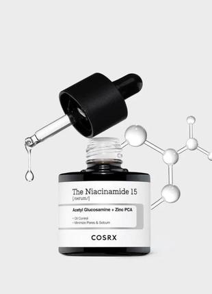 Cosrx the niacinamide 15 serum, сироватка для обличчя з ніацинамідом 15%, 20ml