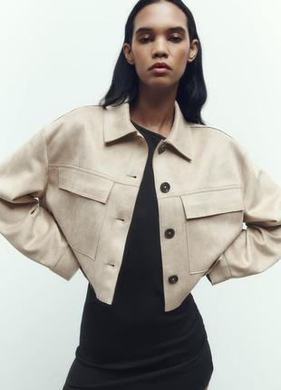 Укороченная куртка из штучной замши zara