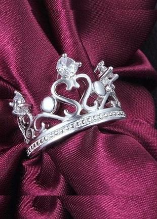 🏵️красиве кільце в сріблі 925 корона з цирконами, 19 р., нове!!! арт. 533