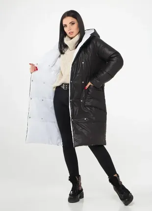 Теплий зимовий двохсторонній пуховик куртка ковдра великі розміри